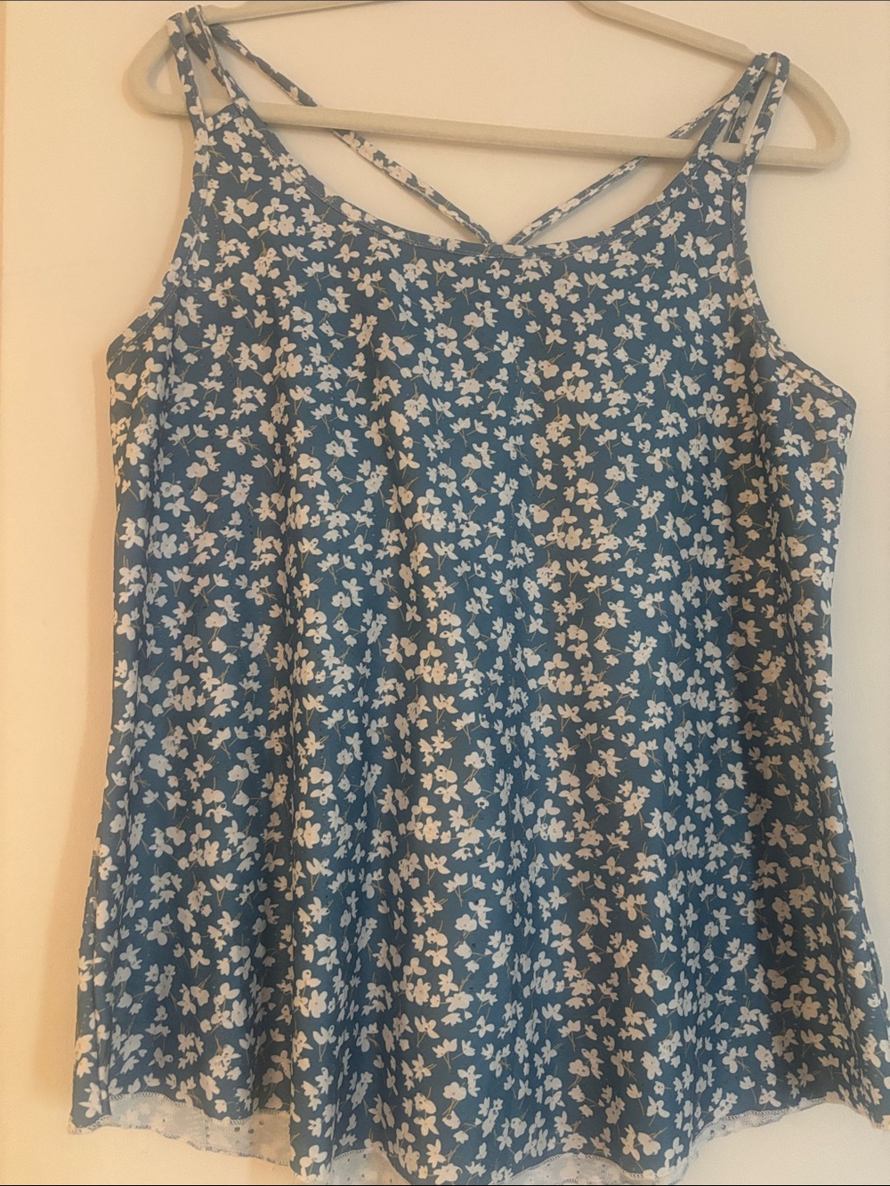 Amazon Blue & White Floral Strappy Camisole